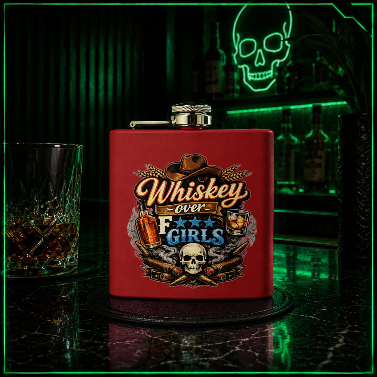 Whiskey Over Fk Girls Flask
